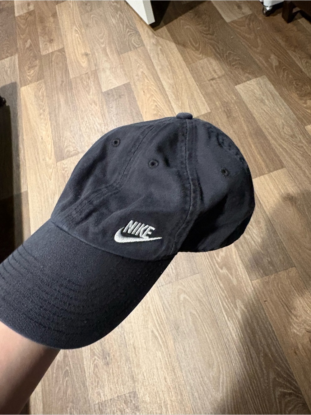 Nike Black Baseball Cap with White Swoosh Logo